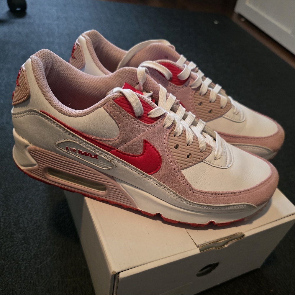 Nike Women's Air Max 90 QS Sneakers - University Red and White